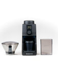 Baratza coffee grinder with a filter and packaging on a white background