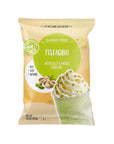 A 3.5 lb bag of Big Train Pistachio Blended Crème Artifically Flavored Drink Mix, featuring a beige and green package design with a pistachio-flavored drink illustration.