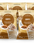 Five bags of Vivaz Blended Crème Churro flavored drink mix arranged in two rows against a plain white background.