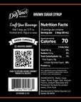 Davinci gourmet brown sugar syrup nutrition facts with a black background