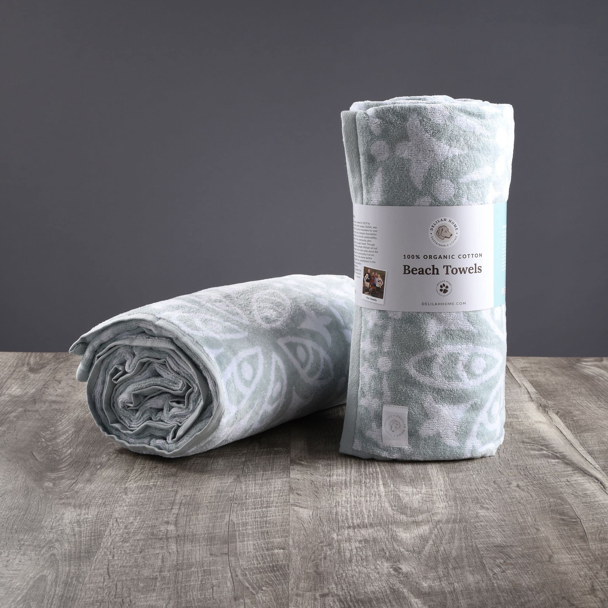 Delilah Home 100% Organic Cotton Kiawah Beach Towel 40-Inch by 70-Inch