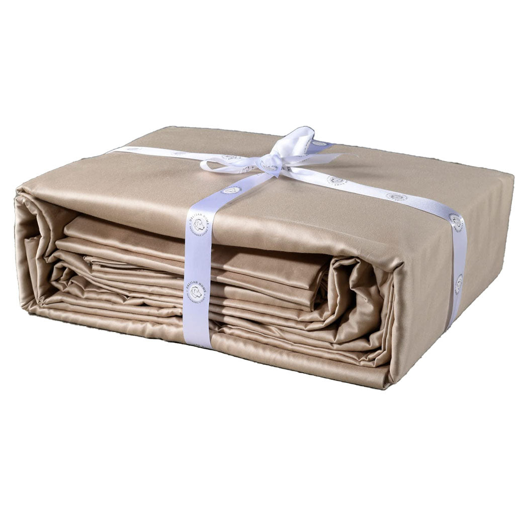Delilah Home 100% Organic Cotton Bed Fitted Sheet - King, Beige | J.L. Hufford