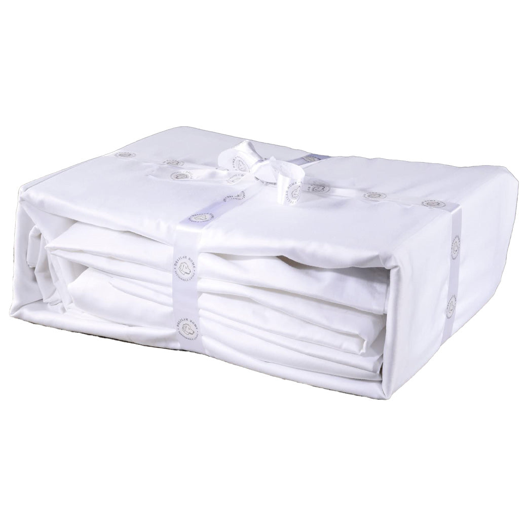 Delilah Home 100% Organic Cotton Bed Fitted Sheet - King, White | J.L. Hufford