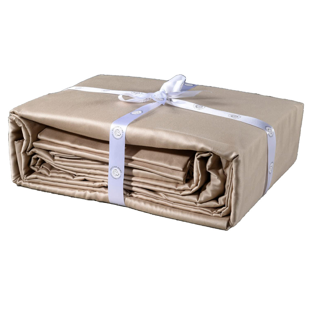 Delilah Home 100% Organic Cotton Bed Fitted Sheet - Queen, Beige | J.L. Hufford