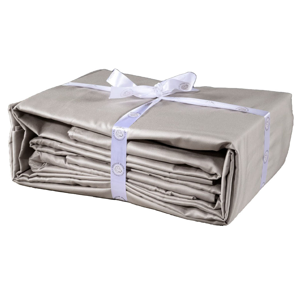 Delilah Home 100% Organic Cotton Bed Fitted Sheet - Queen, Slate Grey | J.L. Hufford