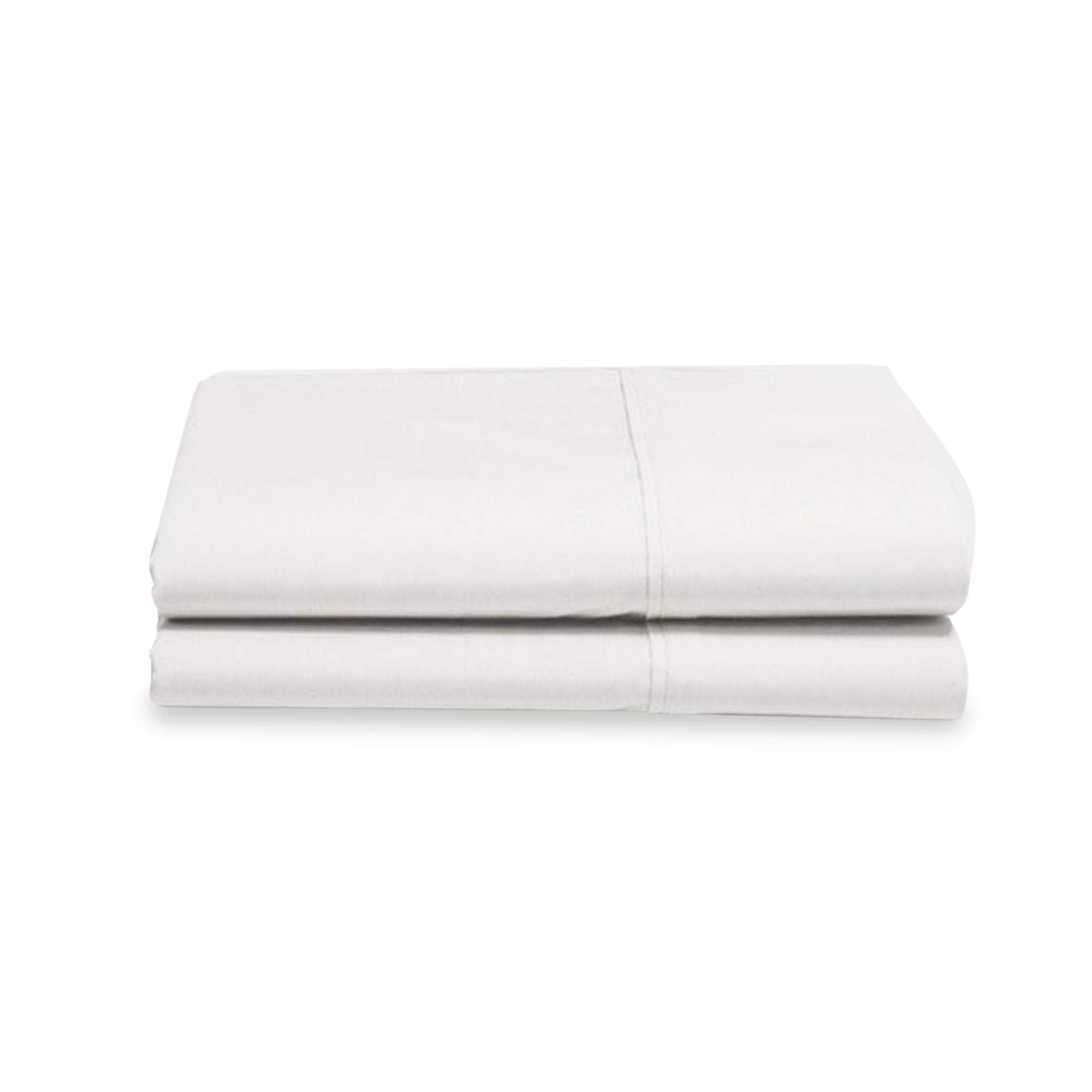 Folded white bed sheet on a white background