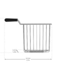 Metal sandwich cage with dimensions on a white background