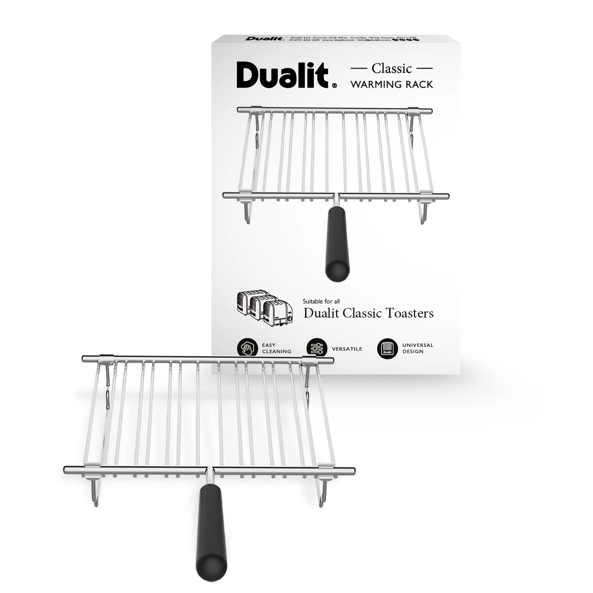 Dualit Classic Warming Rack with packaging on a white background