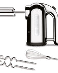 Hand mixer with attachments on a white background