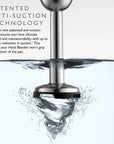 Hand blender with anti-suction technology feature on a light blue background