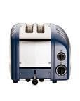 Blue and white toaster on a white background