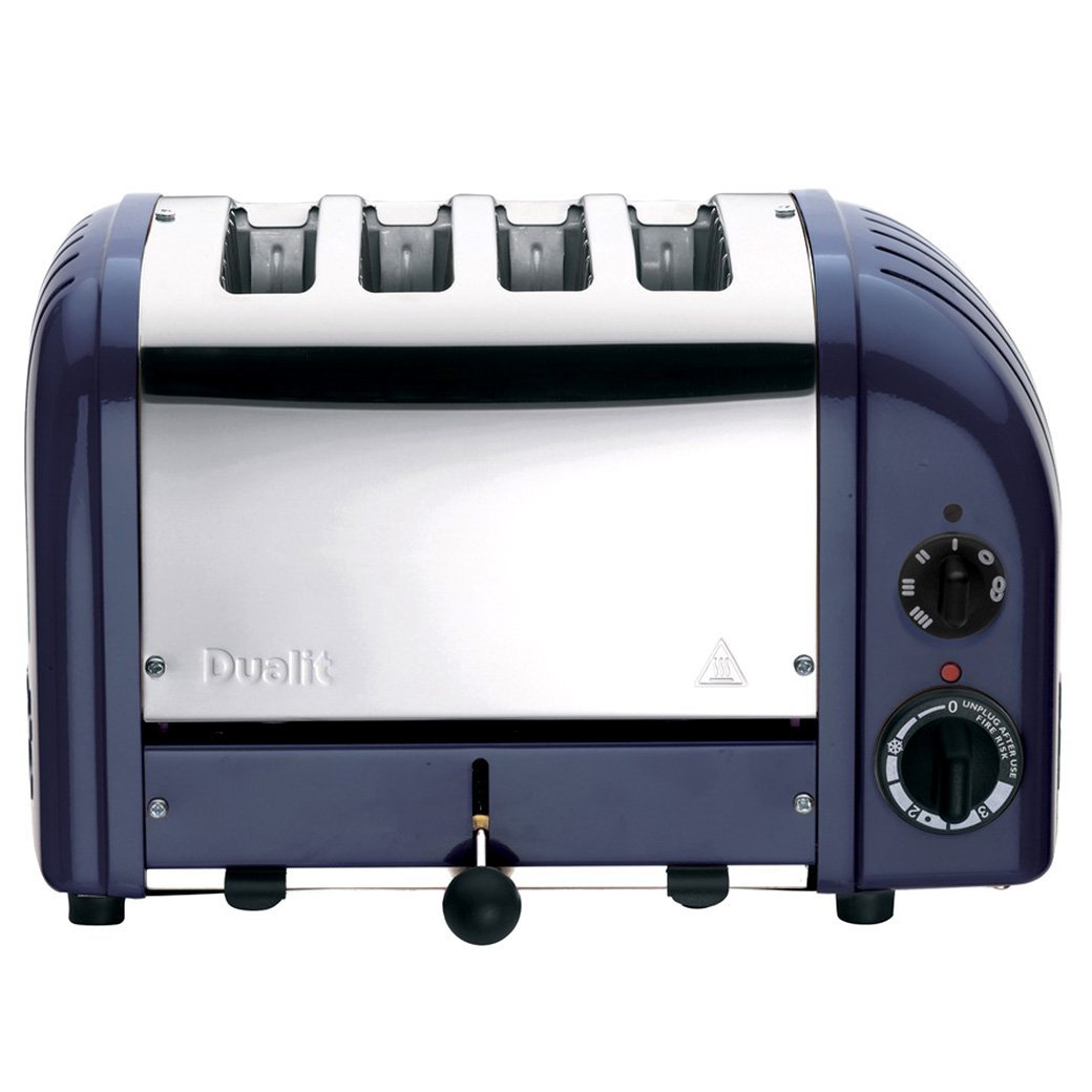 Dualit lavender blue New Generation 4 Slice Toaster displayed on a white background