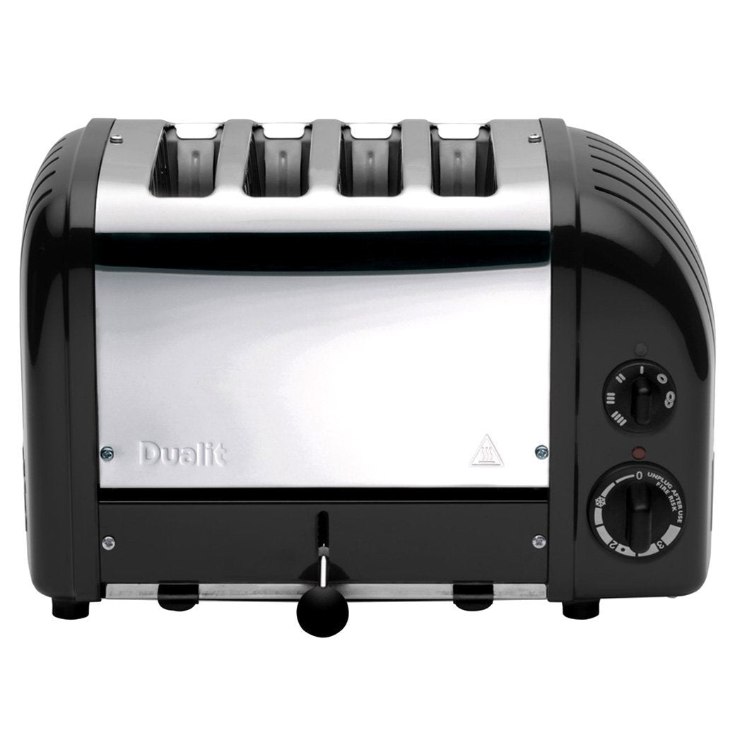 Dualit matte black New Generation 4 Slice Toaster displayed on a white background