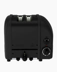 Black toaster with visible brand logo on a white background