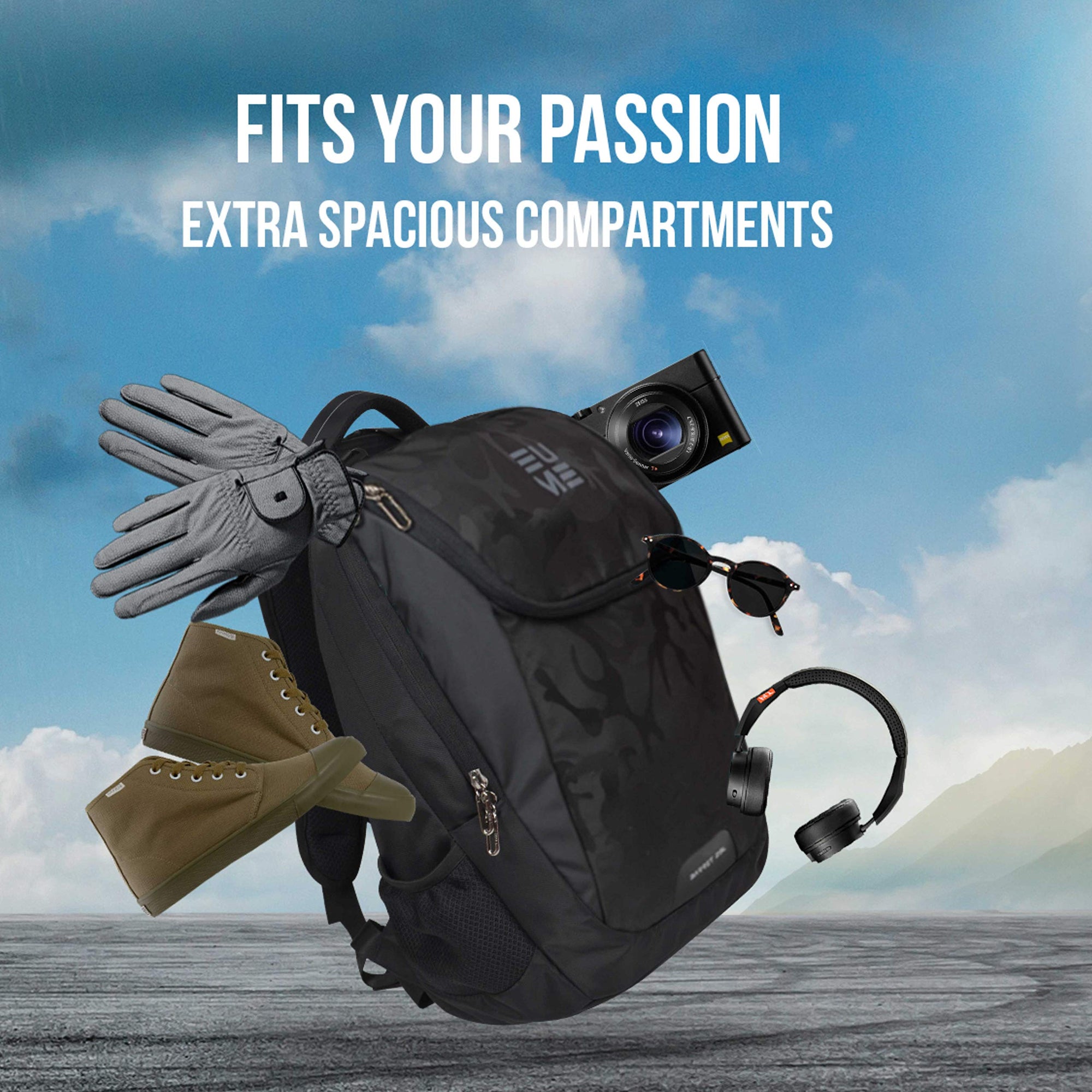 backpack to fit 15.6 laptop EUME Barret Massager 15.6 inch Laptop Backpack and 29 LTR Nylon Backpack with 2 Port USB Charging (Camo Black)