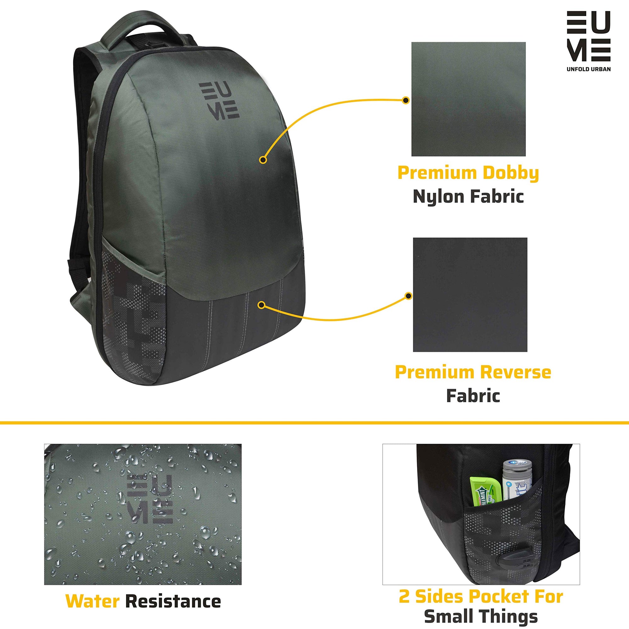 EUME- Wave 26 ltr ANTI-STRESS In-built MASSAGER Laptop Backpack with 2 USB Port (Grey and Black)