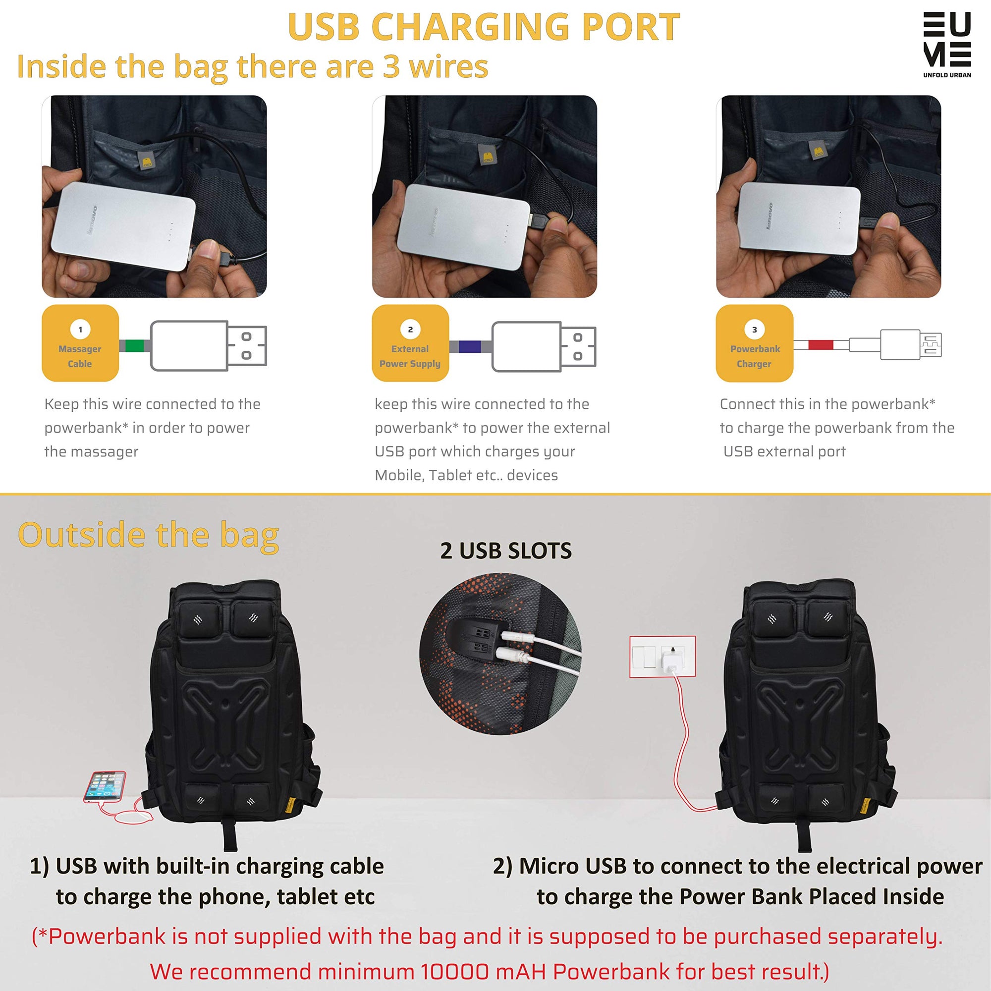 EUME- Wave 26 ltr ANTI-STRESS In-built MASSAGER Laptop Backpack with 2 USB Port (Grey and Black)