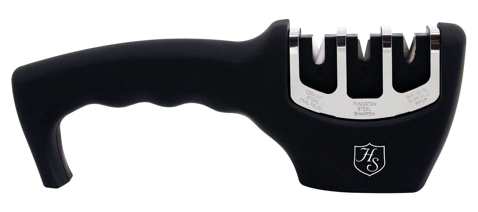 Heritage Hammer Stahl 3 Stage Knife Sharpener displayed horizontally on a white background