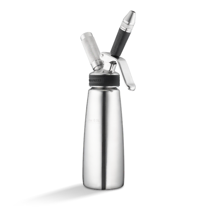 Stainless steel Dispenser for use with all NitroPress machines displayed on a white background