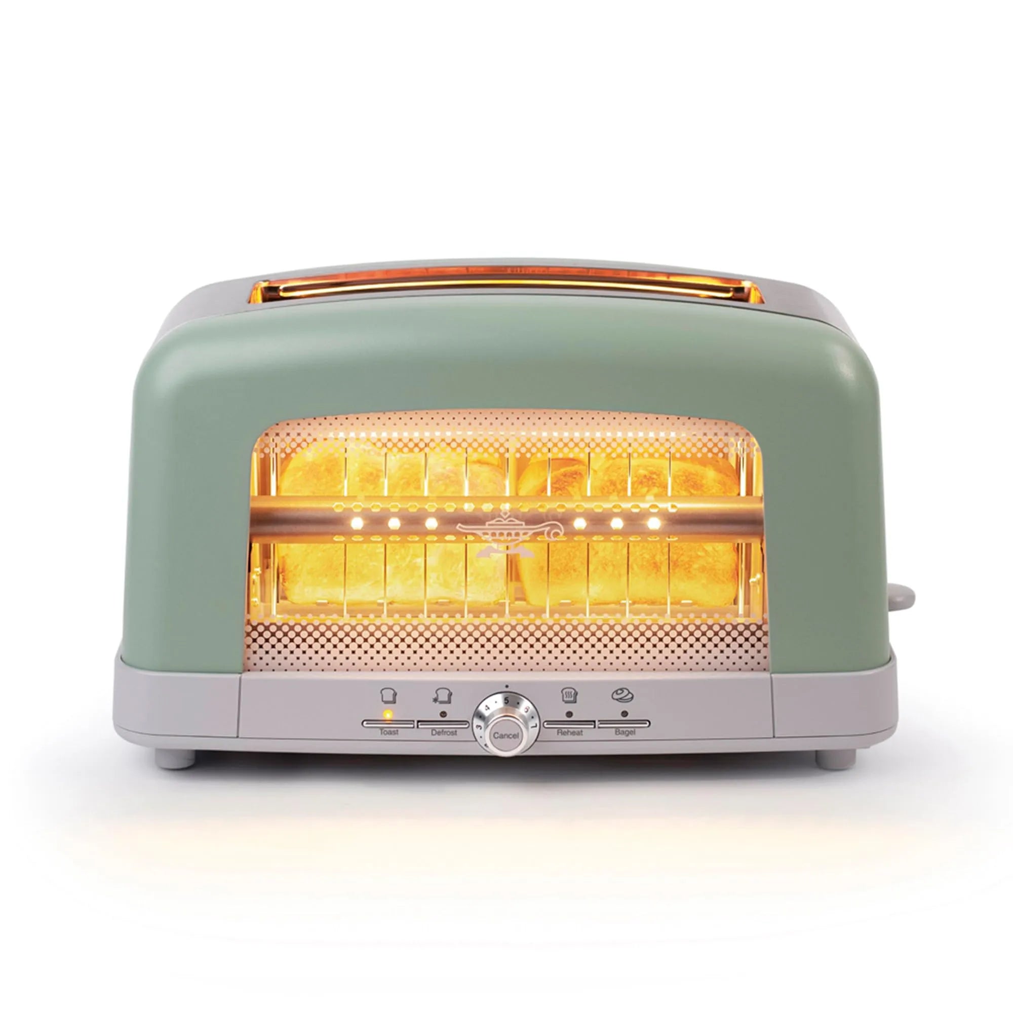 HeatMate Graphite Heating Technology Pop-Up Toaster w/7 Heat Settings, 3 Toasting Functions &amp; Unique Bagel Mode, Olive/Brushed Nickel