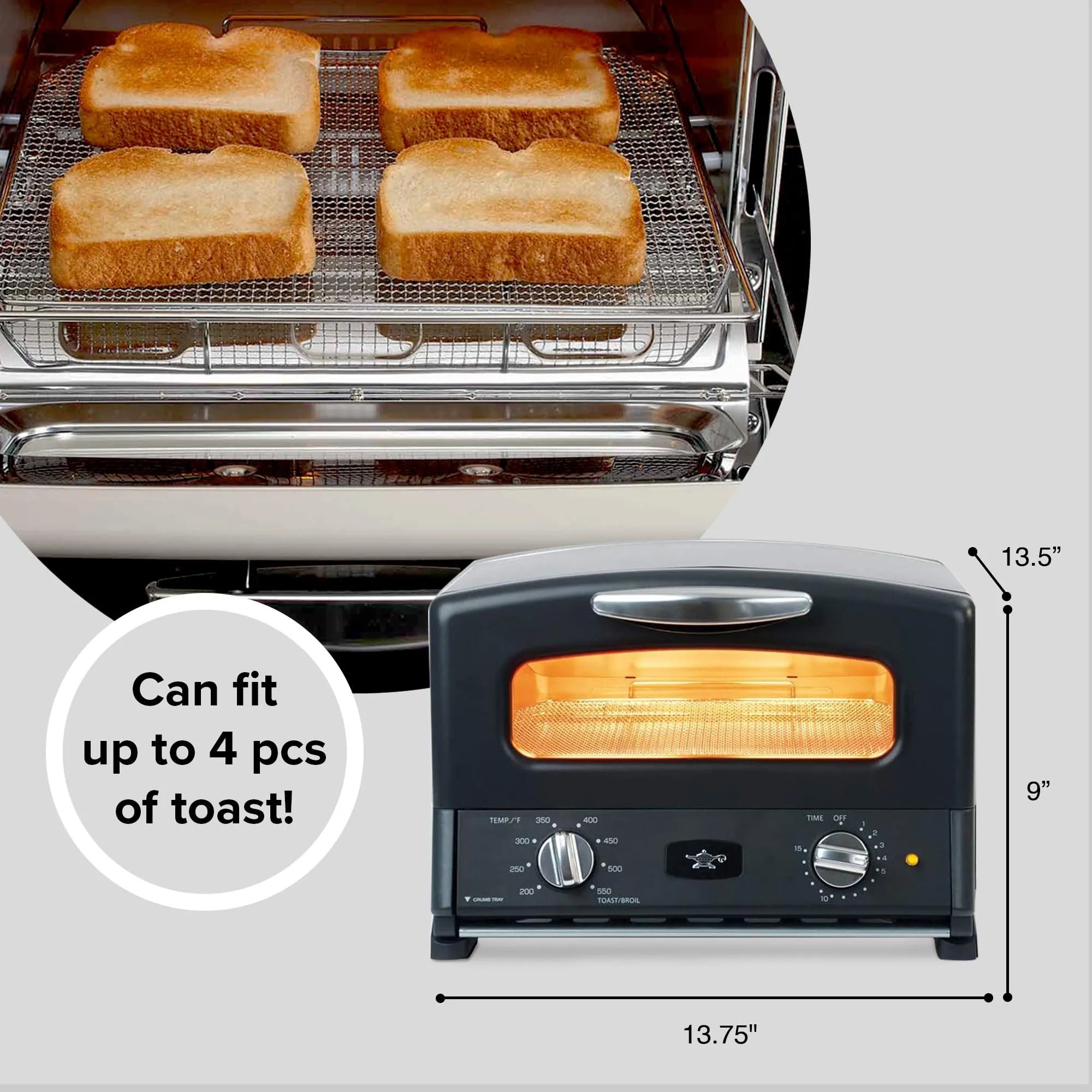 HeatMate Countertop Toaster Oven, Compact Kitchen Appliance with Graphite Heating Technology