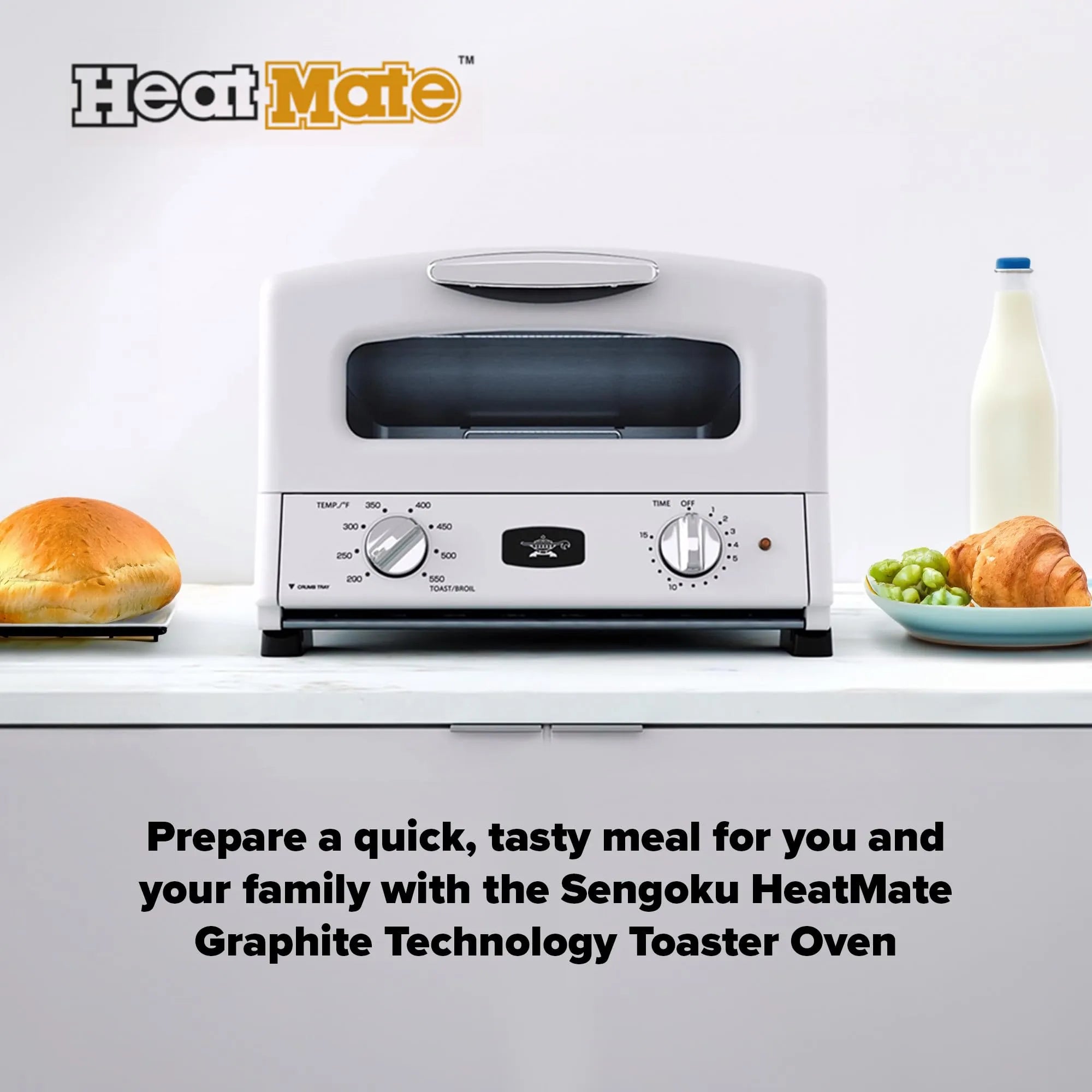 HeatMate Countertop Toaster Oven, Compact Kitchen Appliance with Graphite Heating Technology
