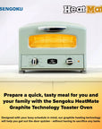 Sengoku HeatMate Graphite Technology mint green Toaster Oven on a white background