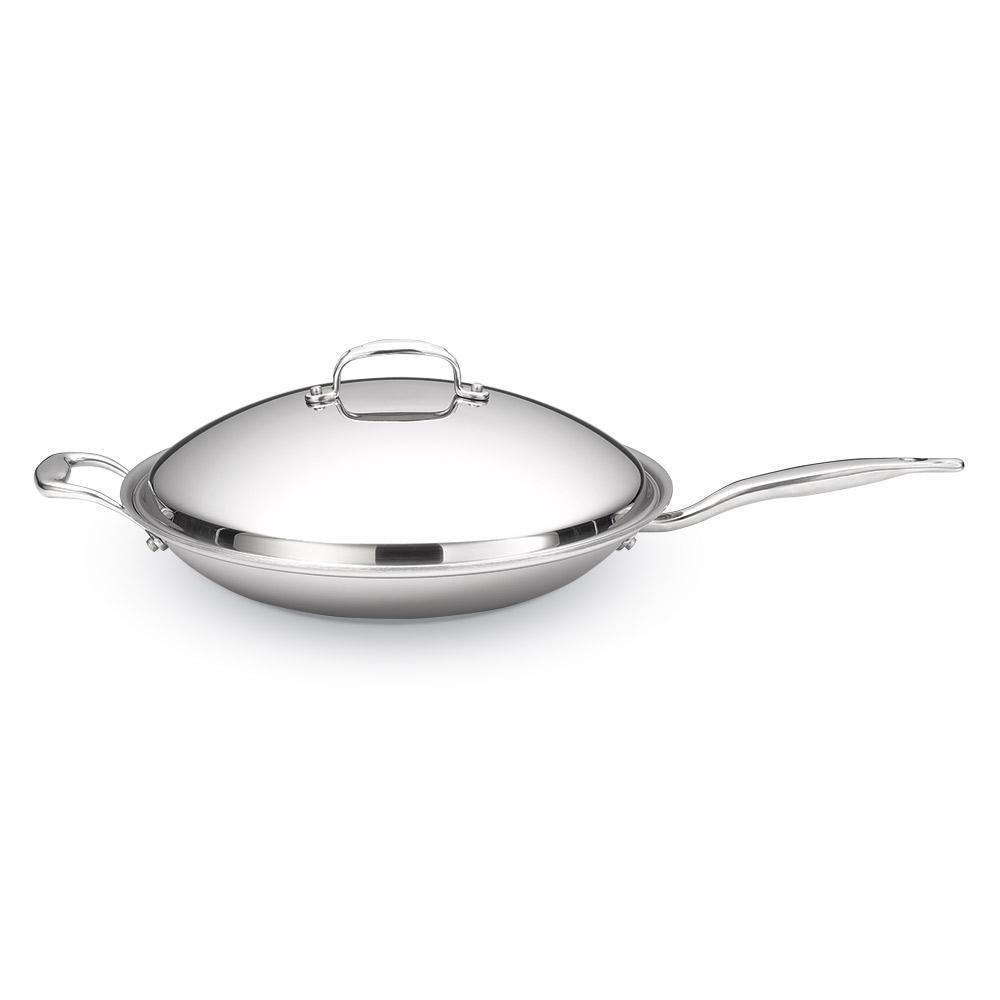 Heritage Steel Stainless Steel 5-ply 13.5" Shallow Wok - Thumbnail 2