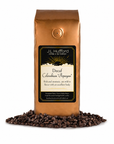 1 lb Decaf Colombian "Popayan" coffee beans bag with coffee beans in front displayed on a white background