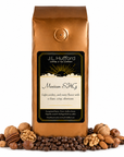 1 lb J.L. Hufford Mexican SHG coffee bag with coffee beans and an assortment of nuts on a white background