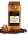 1 lb Breakfast Blend Coffee bag labeled 'J.L. Hufford' with a muffin and coffee beans on a white background