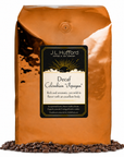 5 lb Decaf Colombian "Popayan" coffee beans bag with coffee beans in front displayed on a white background