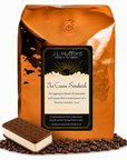5 lb J.L. Hufford Ice Cream Sandwich coffee bag with coffee beans and ice cream sandwich on a white background