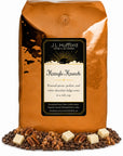 5 lb Kringle Krunch coffee beans bag with coffee beans, pecan, praline, and white chocolate fudge in front displayed on a white background