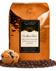 5 lb Breakfast Blend Coffee bag labeled 'J.L. Hufford' with a muffin and coffee beans on a white background