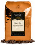 5 lb J.L. Hufford House Blend coffee bag with coffee beans on a white background