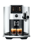 Jura coffee machine with two glasses of coffee on a white background
