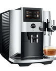 Jura coffee machine with a glass of coffee on a white background