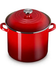 Cerise pot and cerise lid on a white background