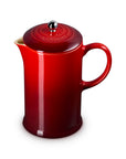 Cerise Le Creuset Stoneware French Press, 34 oz. displayed on a white background