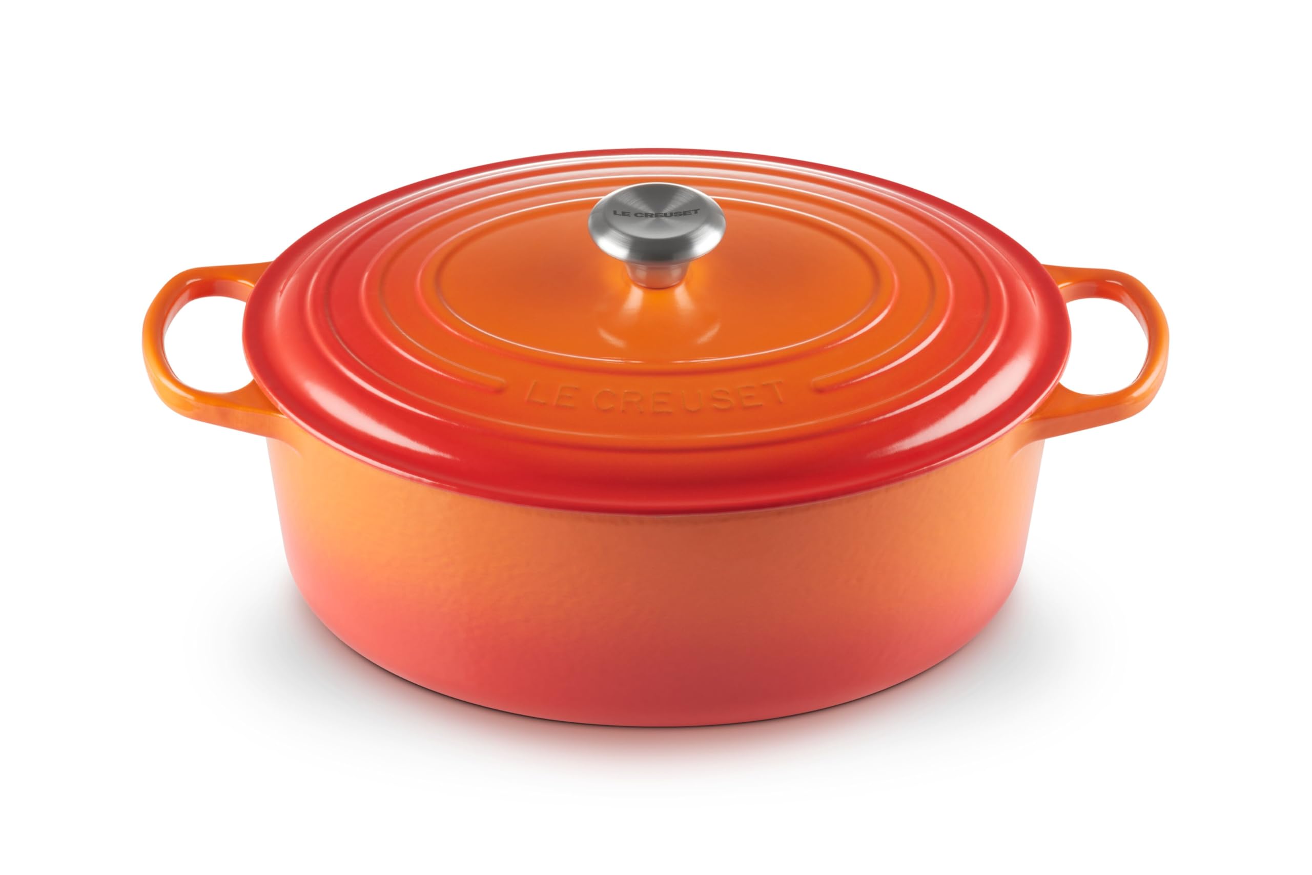 Le Creuset 8 qt Signature Cast Iron Oval Dutch Oven with Knob - Thumbnail 4
