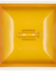 Top view of a Nectar Le Creuset 2.5 qt (9-Inch) Stoneware Heritage Covered Square Casserole displayed on a white background