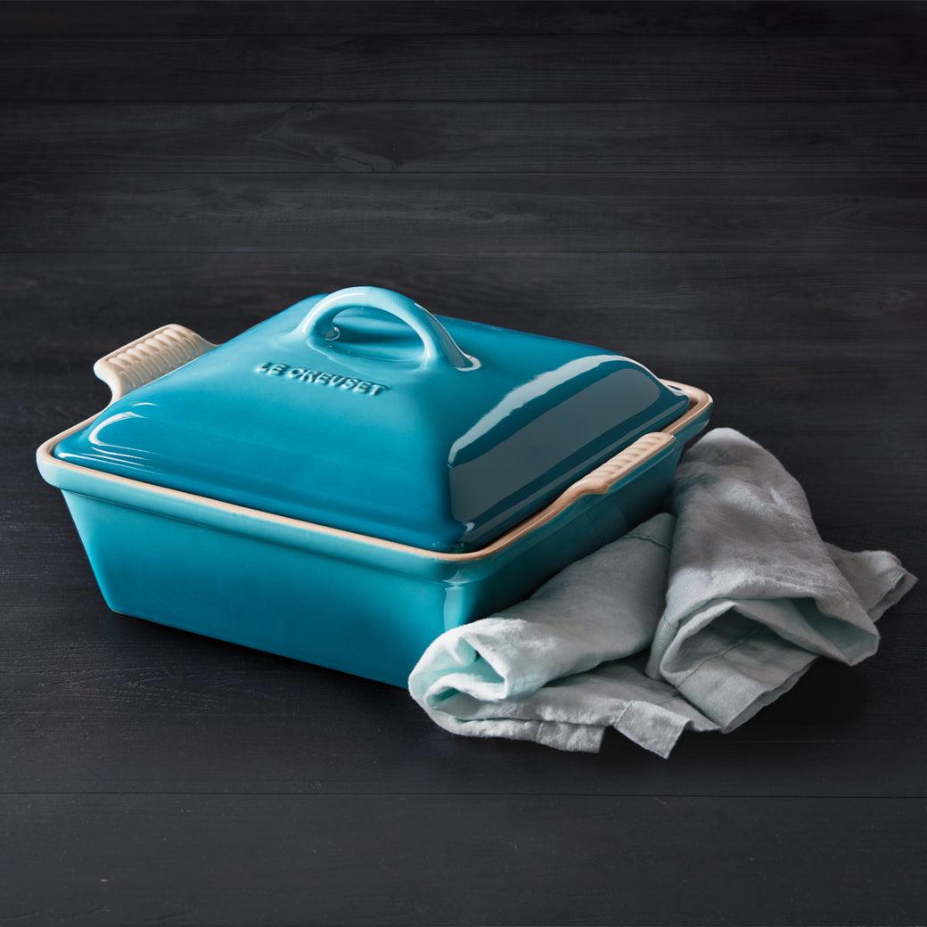 Le Creuset 2.5 qt (9-Inch) Stoneware Heritage Covered Square Casserole - J.L. Hufford