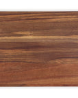 A rectangular wooden cutting board with rounded corners, featuring a warm medium-brown wood grain pattern, shown against a plain white background.
