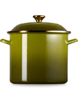 Front view of olive pot and olive lid on a white background