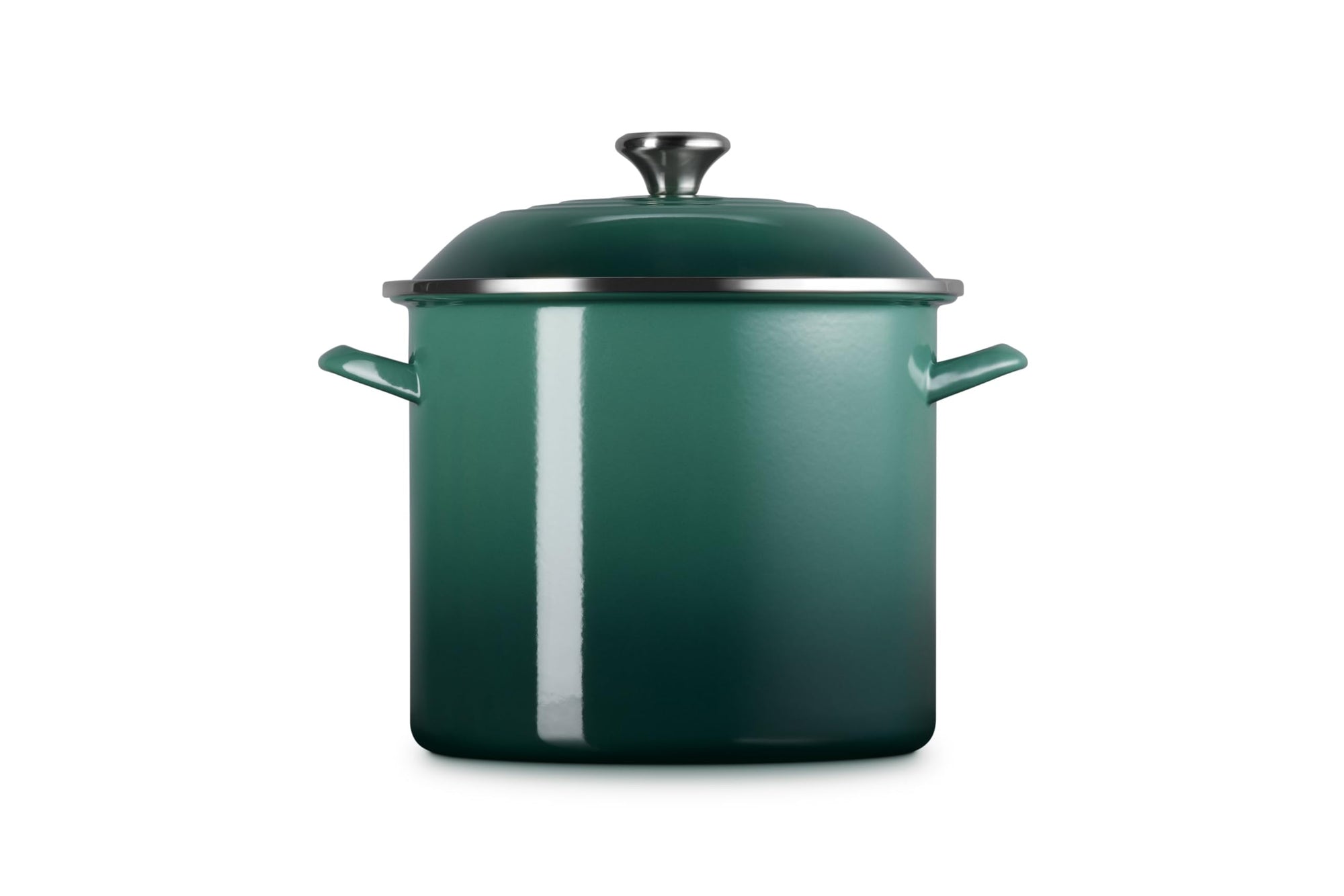 Front view of artichaut pot and artichaut lid on a white background