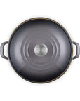 Top view of oyster pot and oyster lid on a white background