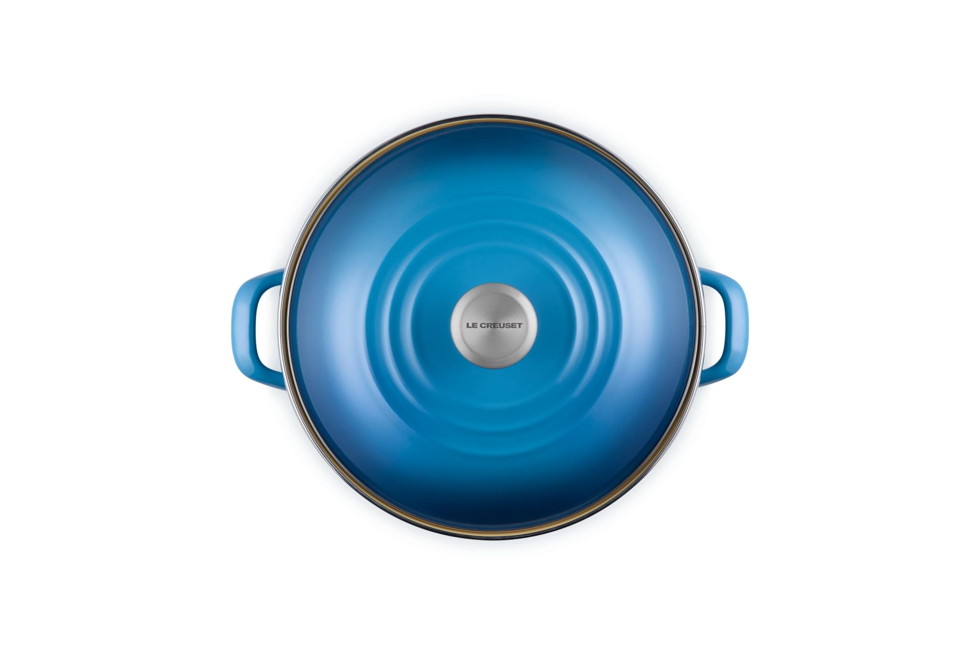 Top view of Marseille pot and Marseille lid on a white background