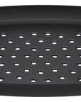 Black square grill pan with handles on a white background