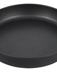 Black cast iron skillet with handles on a white background